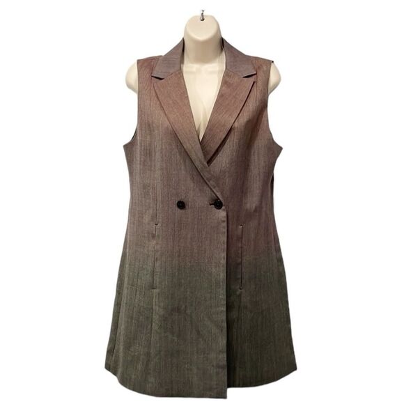 NEW Pendleton Women Wool‎ Sleeveless Coat Vest Long Line Ombré Herringbone - Picture 1 of 13